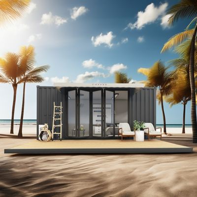 ログ 20フィート 環境に優しいフラットパック コンテナハウス プリファブリック 持続可能な建設 鉄筋構造 耐雨 風 雪店