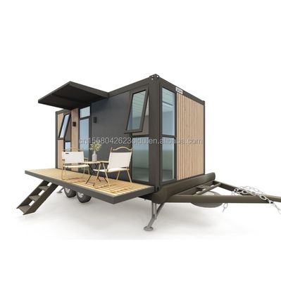 ホテル 20フィートまたは40フィート 移動式屋外コンテナバー 屋外デザインと車輪の2階のカフェ