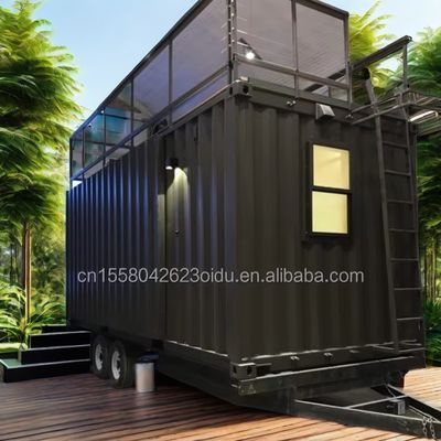 モダンデザイン カスタマイズされた色鉄製 製造 迅速なインストール 移動型キャンプトレーラー用の車輪のプリファブ モジュール型住宅