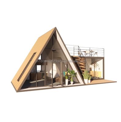 現代製のプリファブリック三角形住宅のためのカスタマイズ可能で耐久性のある木造A型鋼筋構造ハウス