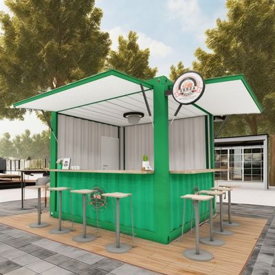 便利なサンドイッチパネル 10FT コーヒーショップやファストフードレストランのためのプリファブキオスクブース 鋼筋を折りたたむガルバン化 180g