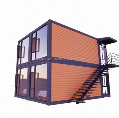 現代のデザイン 20フィートまたは40フィートの2階建てのコンテナハウスで4つの寝室で,プリファブリックヴィラまたはコンビニオフィス