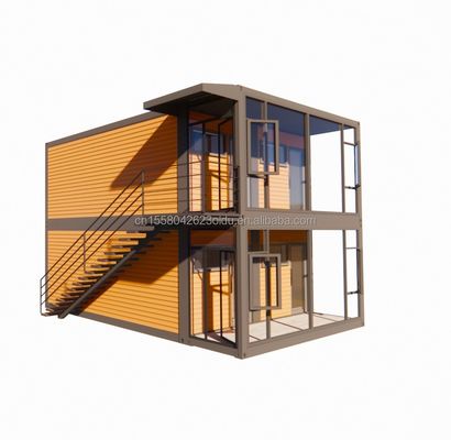 現代のデザイン 20フィートまたは40フィートの2階建てのコンテナハウスで4つの寝室で,プリファブリックヴィラまたはコンビニオフィス