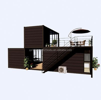 屋外 豪華 2 ベッドルーム モダン デザイン プレファブ コンテナ ハウス フラット パック 鋼 サンドイッチ パネル 外