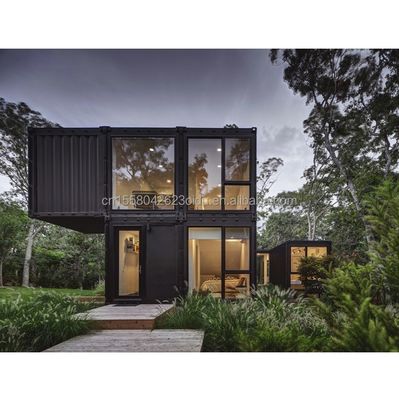 住宅 20フィートプリファブコンテナハウス グラスウォールオフィスビラと2階建てのフラットパック組