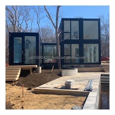 住宅 20フィートプリファブコンテナハウス グラスウォールオフィスビラと2階建てのフラットパック組