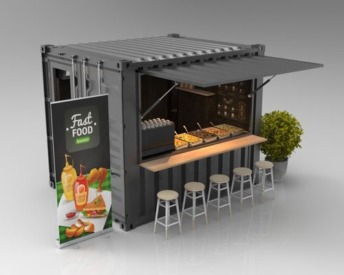 10フィートポータブルジュースバー 店 キオスクブース コンテナ室 防湿サンドイッチパネル