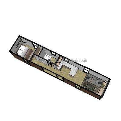 シンプルなスタイルで2つの大きな寝室を持つ20f40ftプリファブリック拡張可能な木製コンテナハウス