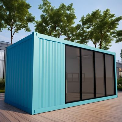 屋外 20 フィート プリファブリック 鉄筋 家庭 住宅 コンテナ 50/75/100mm 波サンドイッチパネル製のフラットパックハウス
