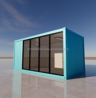 屋外 20 フィート プリファブリック 鉄筋 家庭 住宅 コンテナ 50/75/100mm 波サンドイッチパネル製のフラットパックハウス