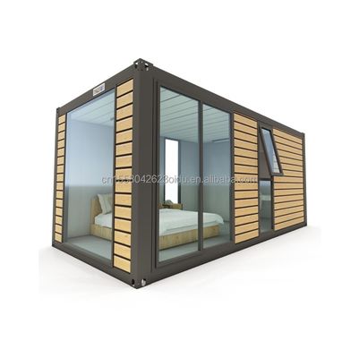20フィートの現代製製 製鉄コンテナハウス 木色 生活用 製前住宅 小型住宅 カップル ホテルルーム