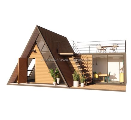 トライアングルハウス 50/75/100mm 波サンドイッチパネル 壁とログ付きの住居用フレームハウスキット