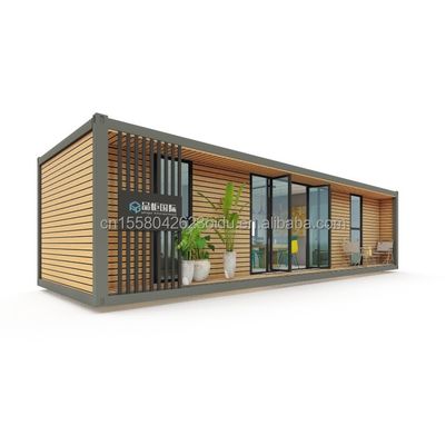 40フィートの豪華コンテナ 2つの寝室の木造ハウス プリファブリックホームオフィス モダンデザイン 鋼筋を折りたたむ180g