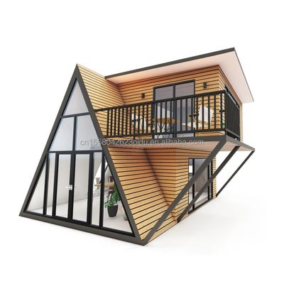 三角形のコンテナハウス 木造住宅 プリファブ 壁付き住宅 50/75/100mm 波のサンドイッチパネル