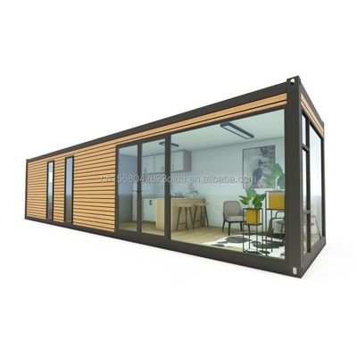 20 FT オーダーメイド モダン プリファブリック 鉄鋼 コンテナ ハウス 屋外 木製 コンテナ と アルミ合金 窓