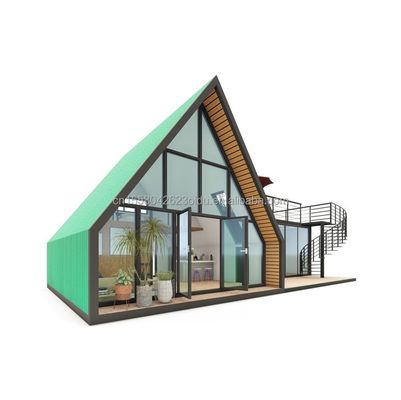 ヴィラ リビングまたはホテル エレガントな住宅用 プレファブコンテナハウス 鉄鋼三角形デザインのアルミ合金窓