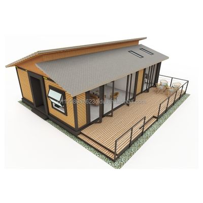 EU モダン 3 ベッドルーム フラットパック コンテナハウス 木製 外壁とガルバनाइズド 鉄鋼 曲がり 180g 住宅用