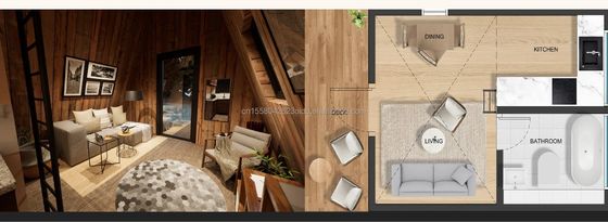 鉄鋼の折りたたみプリファブハウス 現代の屋外生活と専門コンテナのためのリビングフォレスト ホテルルーム