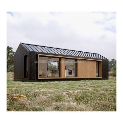 アルミニウム合金 窓 近代的な三角屋根 プリファブハウス フラット屋根 住宅用コンテナ 木製のプリファブリック住宅 屋外製 スチールサンドイッチパネル