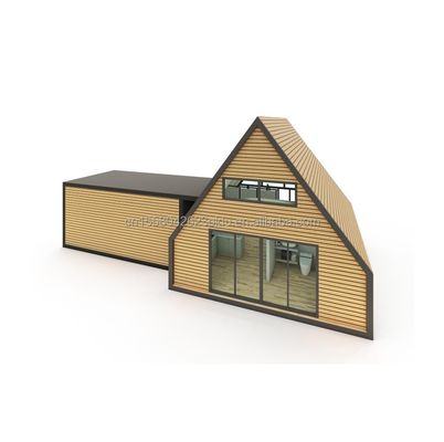 モダンデザインサンドイッチパネル ホテル用 木造三角形ハウス ビーチ 日光浴室 スタイリッシュなコンテナデザイン