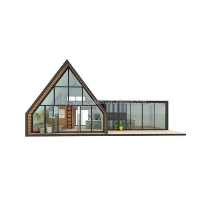 現代のデザインの三角形 組み合わせたフラットパック 鋼と木製 コンテナハウス 屋外用のために拡張可能 20フィートまたは40フィート