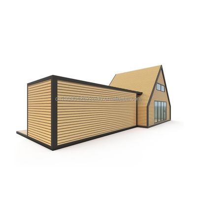 現代のデザインの三角形 組み合わせたフラットパック 鋼と木製 コンテナハウス 屋外用のために拡張可能 20フィートまたは40フィート