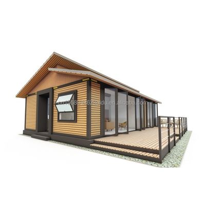 現代のデザインの三角形 組み合わせたフラットパック 鋼と木製 コンテナハウス 屋外用のために拡張可能 20フィートまたは40フィート