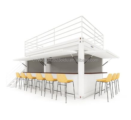 モール・ボバ様式の二階建てプリファブコンテナハウス 50/75/100mm 波風サンドイッチパネル 壁とモダンデザインテラス