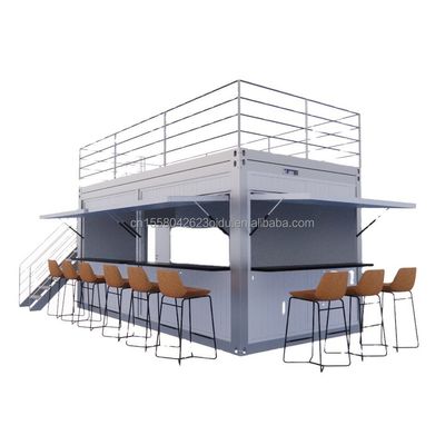 モール・ボバ様式の二階建てプリファブコンテナハウス 50/75/100mm 波風サンドイッチパネル 壁とモダンデザインテラス