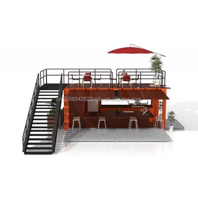 モール・ボバ様式の二階建てプリファブコンテナハウス 50/75/100mm 波風サンドイッチパネル 壁とモダンデザインテラス