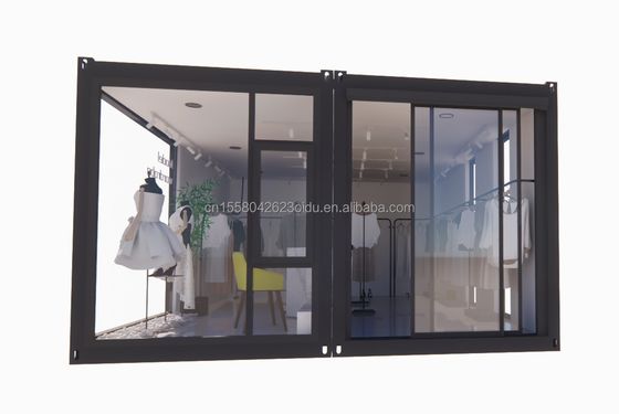 ガルバネス製鋼 折りたたみ 拡張容器 モバイルショップ 衣料品 展示室 アルミ合金窓と現代デザイン