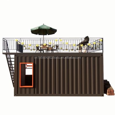 アウトドアアプリケーション プレファブリケーション 鉄製 レストラン コンテナ 店舗 現代のデザインとアルミニウム合金 20フィートまたは40フィートの窓