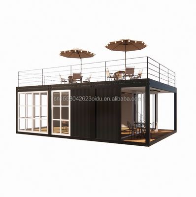 アウトドアアプリケーション プレファブリケーション 鉄製 レストラン コンテナ 店舗 現代のデザインとアルミニウム合金 20フィートまたは40フィートの窓