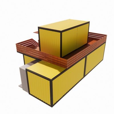 商用 ストリート ショップ 折りたたむ部屋 黄色と組み合わせ 産業リノベーション 屋外風 フラットパック コンテナハウス