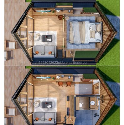 EU標準 20ft プリファブリック フラットパック コンテナハウス 鋼筋枠の三角部屋