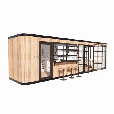 ホテル&amp;パーク EU コンテナ カフェバー モバイル 木製鋼筋構造 太陽光屋 外壁バー