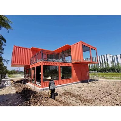 プリファブリック 鋼鉄構造 コンテナ レストラン キッチン 寝室 アルミ合金窓と大きな窓デザイン