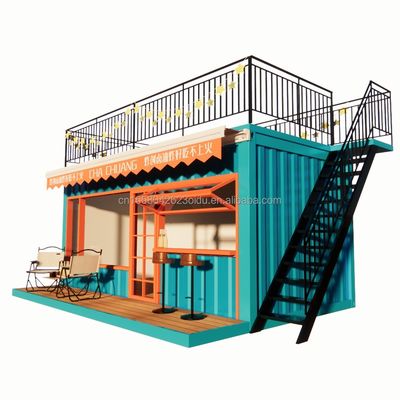 20フィート 2層フラットパッケージング コンテナ 鋼筋枠 ガレージ 小売店 モダンデザインとガルバनाइズされた鋼筋 折りたたみ 180g