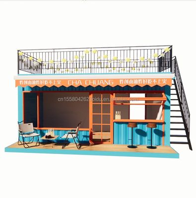 20フィート 2層フラットパッケージング コンテナ 鋼筋枠 ガレージ 小売店 モダンデザインとガルバनाइズされた鋼筋 折りたたみ 180g
