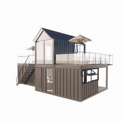 20FT 40FT モダン シンプル ホテル 4 ベッドルーム 1 ガレージ プリファブ ハウス コンテナ ビラ ハウス アペックス 屋根 迅速 組み立て