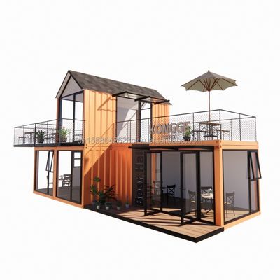 カスタマイズされた斜面屋根 鋼筋構造 ビラ 壁 50/75/100mm 波サンドイッチパネル 浴室と 3 ベッドルーム コンテナハウス