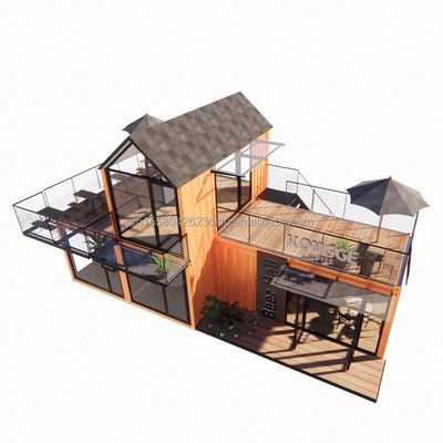 カスタマイズされた斜面屋根 鋼筋構造 ビラ 壁 50/75/100mm 波サンドイッチパネル 浴室と 3 ベッドルーム コンテナハウス
