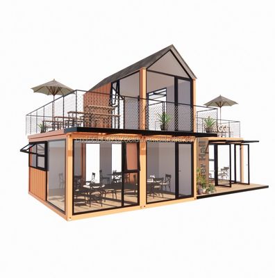 カスタマイズされた斜面屋根 鋼筋構造 ビラ 壁 50/75/100mm 波サンドイッチパネル 浴室と 3 ベッドルーム コンテナハウス