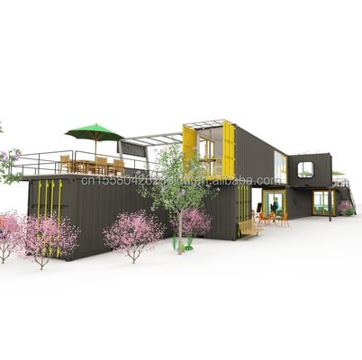 屋外レストラン カフェ バー コンテナハウス 40FT 現代のデザイン 鋼鉄管