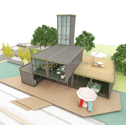 鋼鉄の四角管 精巧な現代風のベッドルームの基礎 ロフトハウス コンテナ プレファブ ビーチ ホテル ビラ