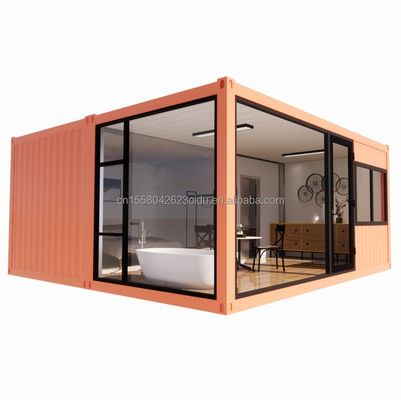20フィートまたは40フィートの手持ち軽鋼平面屋根コンテナ プリファブ スタジアム 家庭用 パーソナライズされた色