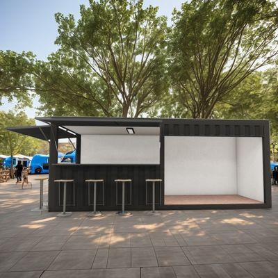 20FT ミニポップアップショップ コンテナ ファストフード レストラン コンビニストア キオスクとハウス 鋼筋の折りたたみ180g