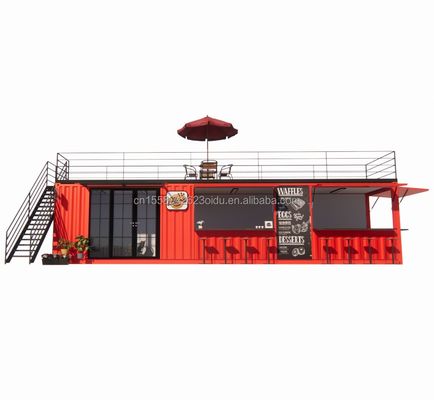モダン 豪華 20フィート 10フィート ミニカフェ バー レストランハウス コンテナ コーヒーショップ モール用 プリファブリック スチール インテリアデザイン