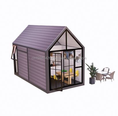 三角木造屋 20フィート 折りたたみ 輸送 木造屋 100mm 波サンドイッチパネル 壁とアルミニウム合金窓