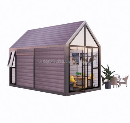 三角木造屋 20フィート 折りたたみ 輸送 木造屋 100mm 波サンドイッチパネル 壁とアルミニウム合金窓